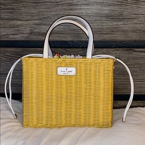 NEW Kate Spade Sam Wicker Satchel Bag (lemon zest)